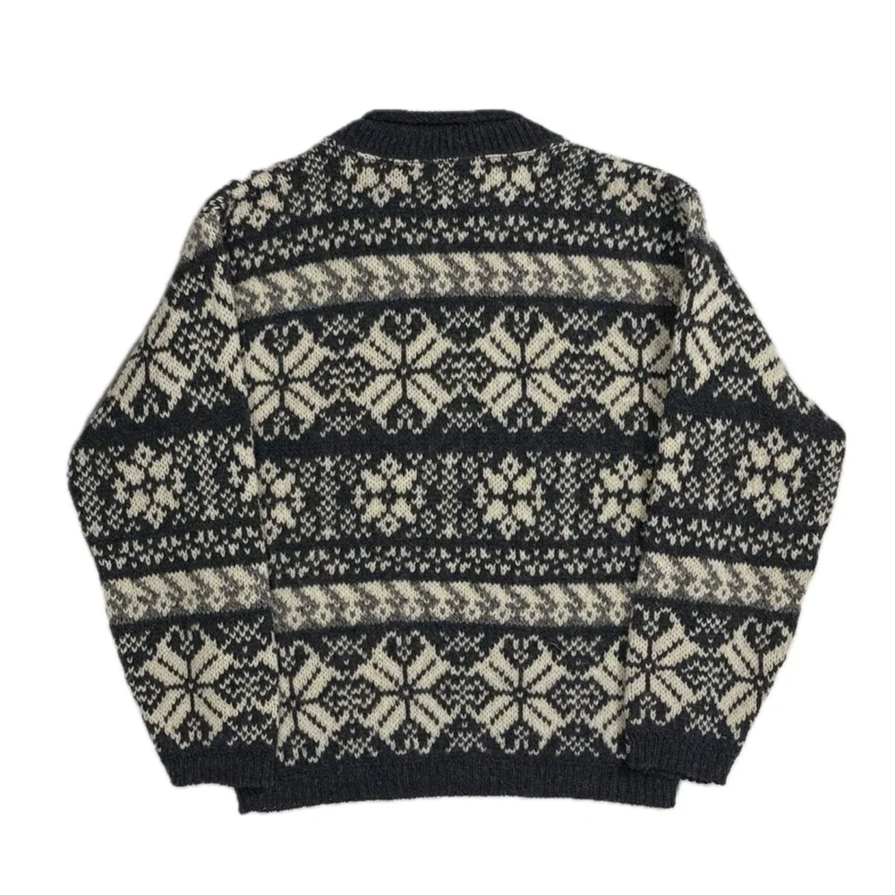 Vintage Alps USA Made wool black cream fair‎ isle crewneck sweater women's small